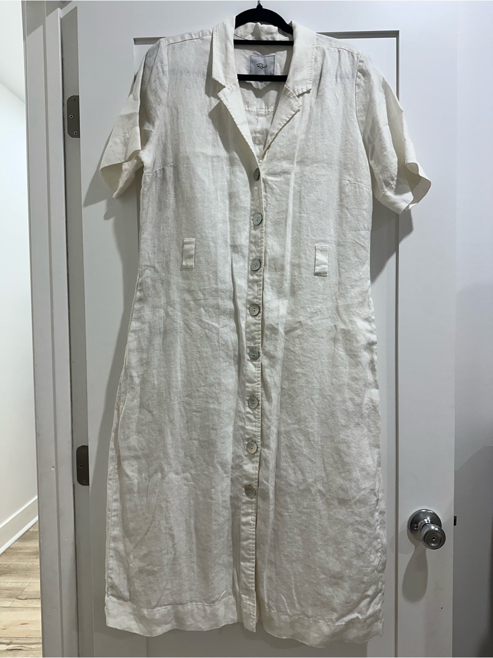 Rails Cream Button-Front Midi Shirt Dress